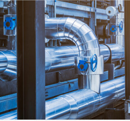 Series of large pipes and valves