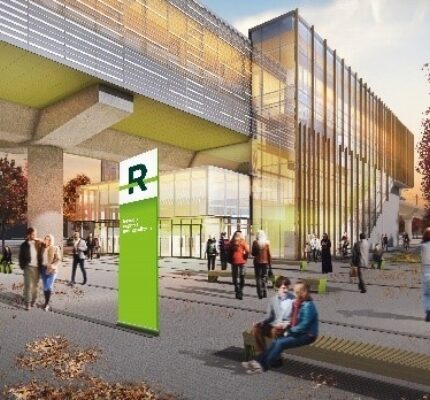 A rendering of a Reseau Express Metropolitain station