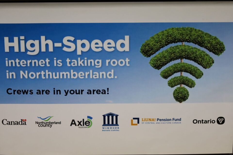 Advertising informing Northumberland residents of project to expand internet access.