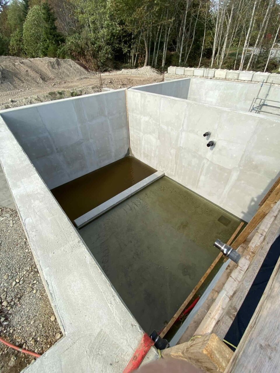 Concrete reservoir on the construction site of Port Stalashen Wastewater Treatment Plant
