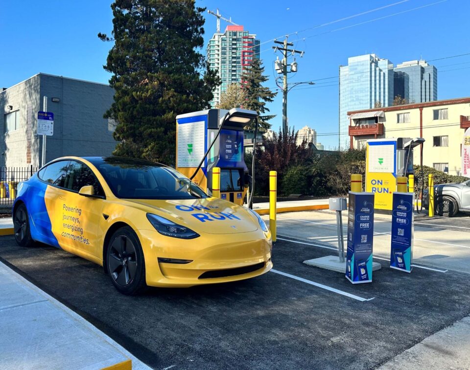 Charging an electric vehicle at a Parkland-owned station