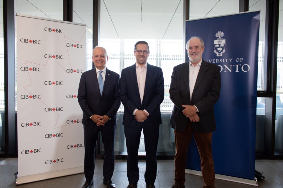 University of Toronto President Meric Gertler, CIB CEO Ehren Cory, Vice-President, Operations and Real Estate Partnerships, Scott Mabury (photo by Johnny Guatto)