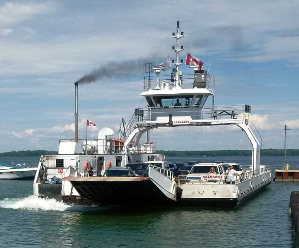 The Aazhaawe Ferry crossing Lake Simcoe to Georgina Island, ON