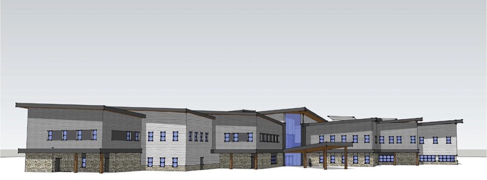 A drawing of a hotel as part of the Kahkewistahaw Landing Infrastructure Project