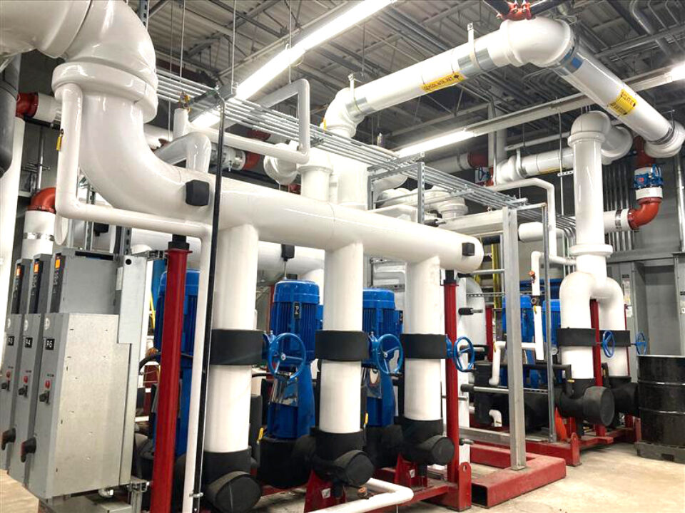 Pipes and equipment inside the Modern Niagara building in Kingston, ON
