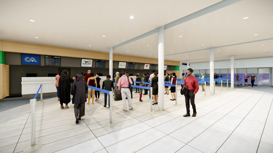 Représentation de la zone d’enregistrement de l’aéroport de Thompson réaménagé