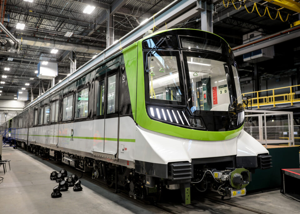 A Reseau Express Metropolitain train in the station