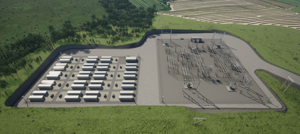 Image artificielle d’une installation de stockage d’énergie qui sera construite en Nouvelle-Écosse.
