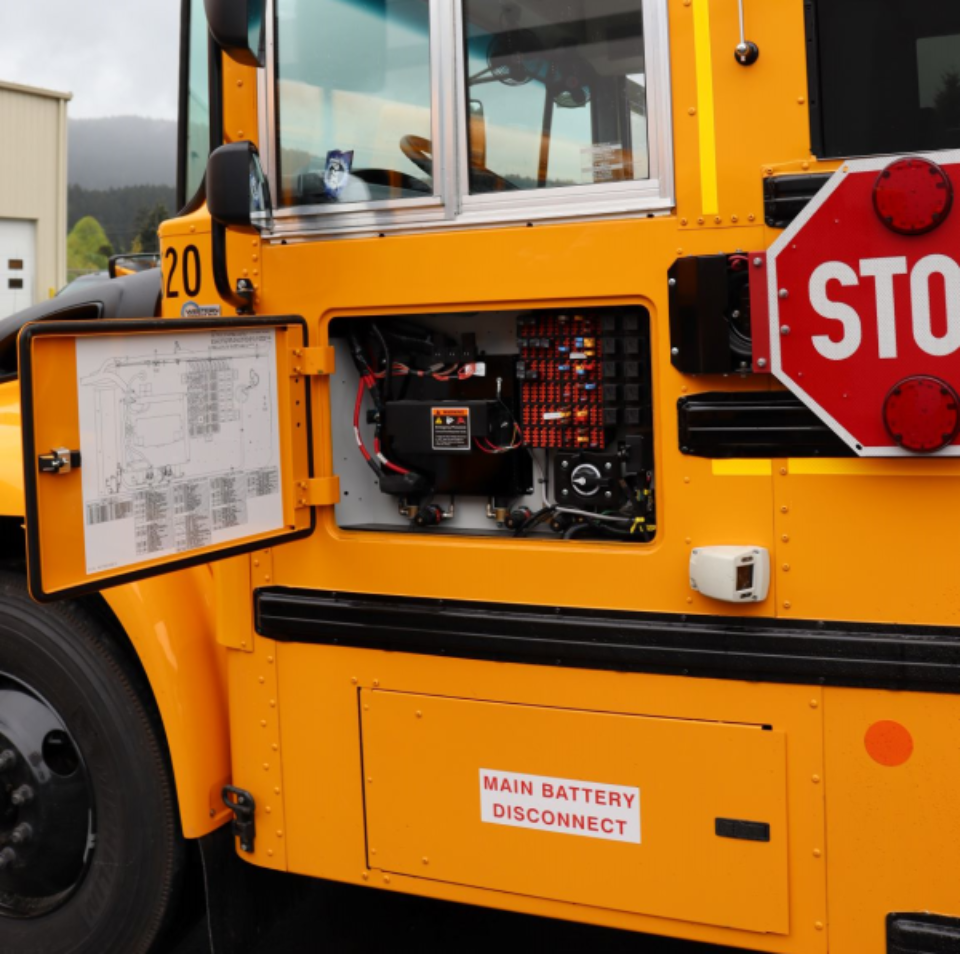 The electric battery in a BC zero emission schoolbus