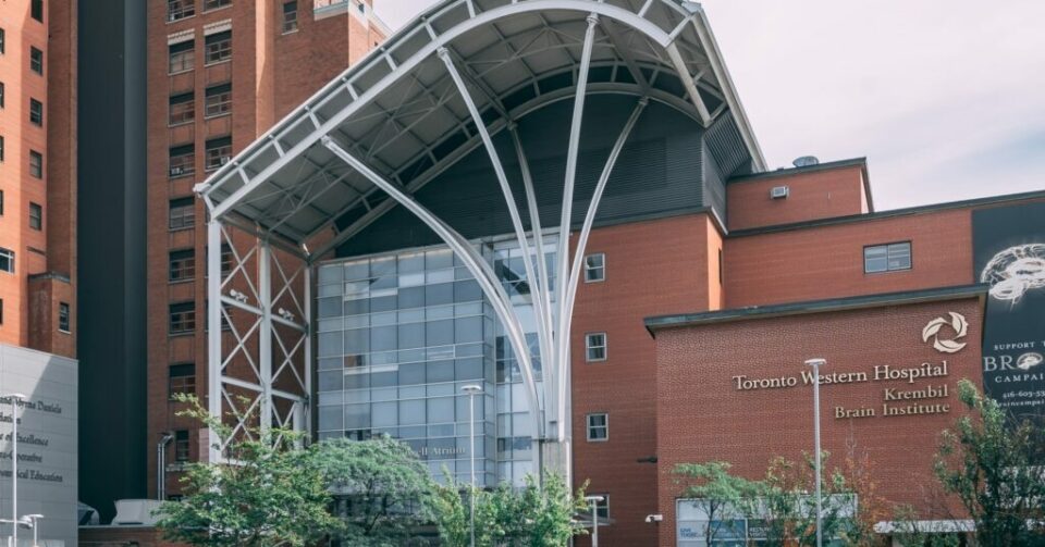 The exterior entrance of Toronto Western Hospital