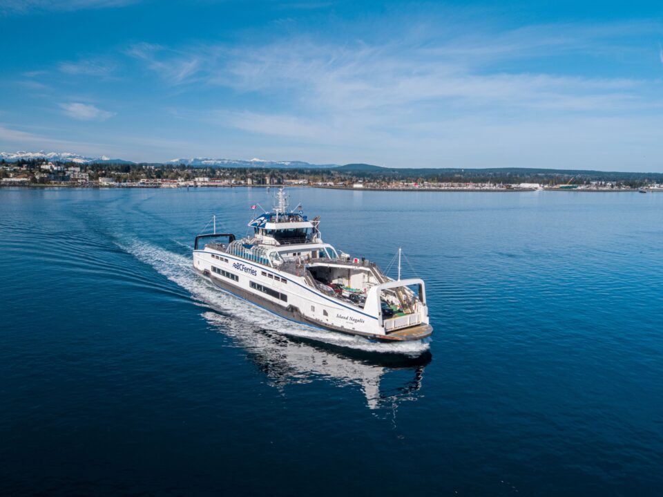 photo of ferry in British Columbia on the water