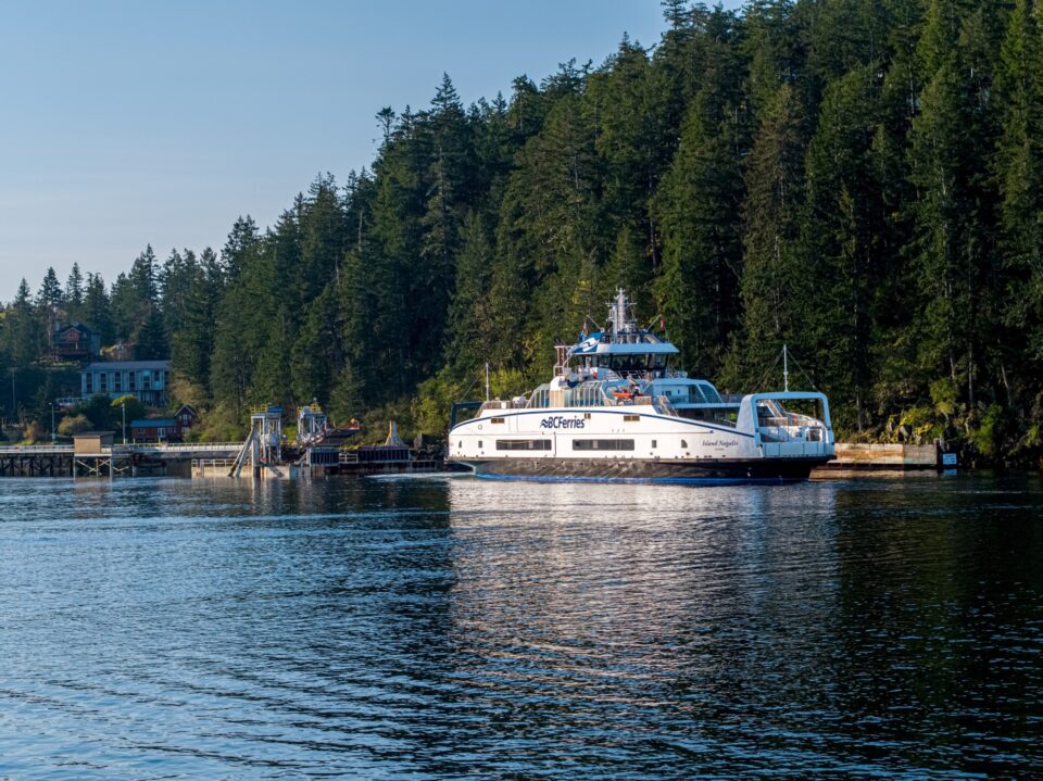photo of ferry in British Columbia on the water