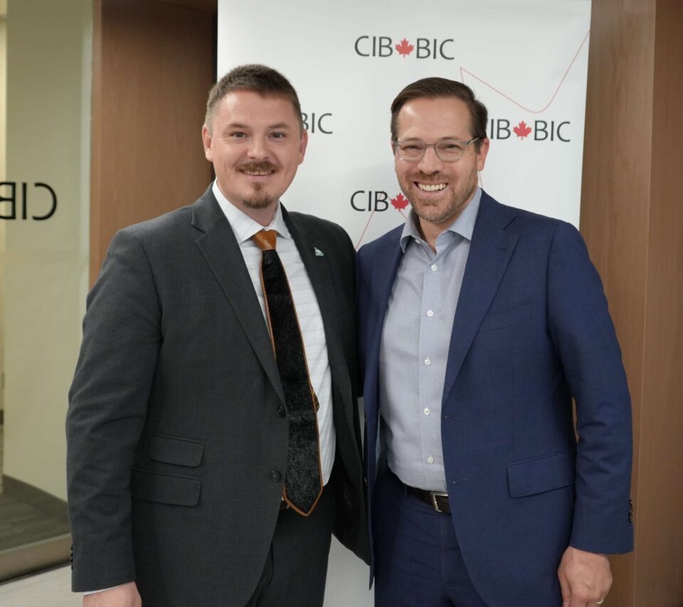 Hon. P.J. Akeeagok, Premier of Nunavut and CIB CEO Ehren Cory pose for a photo