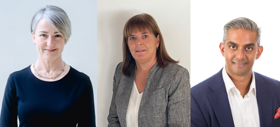 Headshots of Janis Byrne, Elisabeth Hivon and Hari Subramaniam