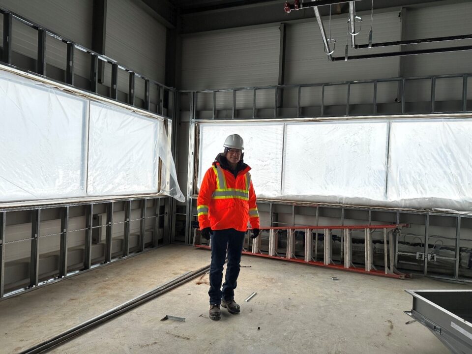 The shell of Thompson Regional Airport’s new air terminal is taking shape as work crews move inside during the winter to complete the structure